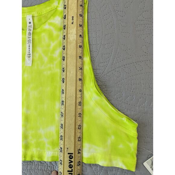 Lululemon Sz 6 To Dye For All Yours Pima Ctn Marmoleodo Tie Dye Hilight Grn Crop - Picture 10 of 10